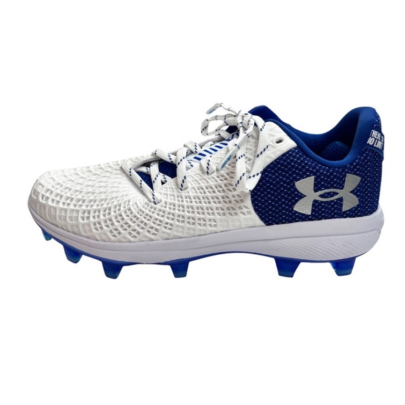 NWOT Under Armour Women’s Softball Cleats Blue White Size 9.5 - Picture 1 of 13